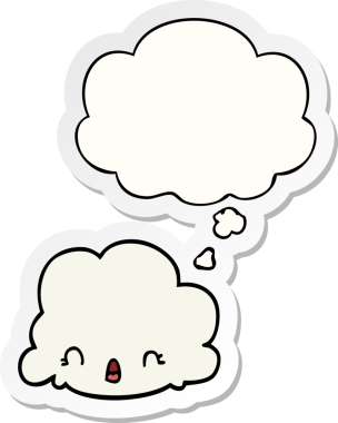 Düşünce baloncuklu karikatür bulutu insan tarafından çizilmiş bir çıkartma.