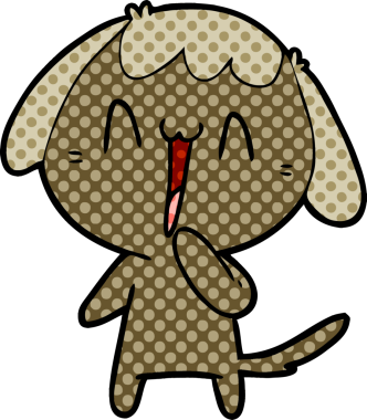 Bir insan tarafından çizilmiş şirin bir çizgi film köpeği.