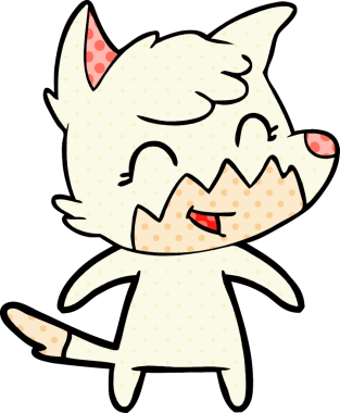 Bir insan tarafından çizilmiş mutlu çizgi film tilkisi.