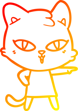 Bir insan tarafından çizilmiş bir çizgi film kedisinin sıcak çizgi çizimi