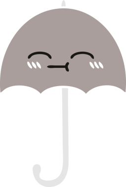 Bir insan tarafından çizilmiş düz renkli bir şemsiye.