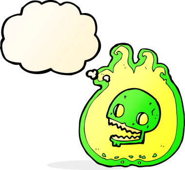 Bir insan tarafından çizilmiş düşünce baloncuğu ile Cadılar Bayramı Cadılar Bayramı alev sınırı