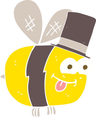 Bir insan tarafından çizilmiş düz renkli bir arı şapkası.