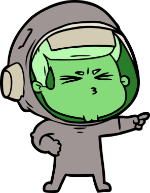 Çizgi film bir insan tarafından çizilmiş astronot.