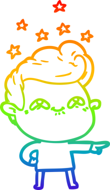 Gökkuşağı gradyanı çizimi bir insan tarafından çizilmiş heyecanlı bir çizgi film