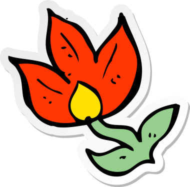 Bir insan tarafından çizilmiş karikatür çiçeğinin çıkartması.