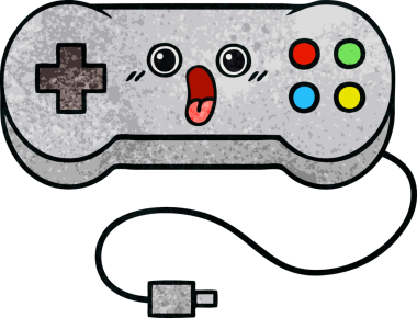 Bir insan tarafından çizilmiş bir oyun denetleyicisinin retro grunge desen çizgi filmi