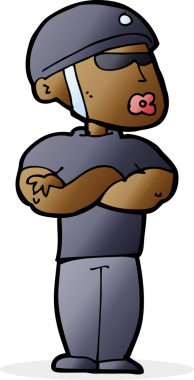 Bir insan tarafından çizilmiş çizgi film güvenlik görevlisi.