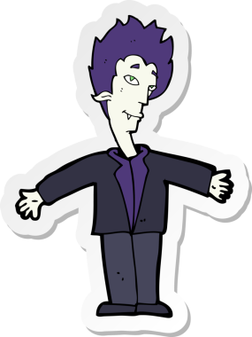 Bir insan tarafından çizilmiş mutlu bir vampirin çıkartması.