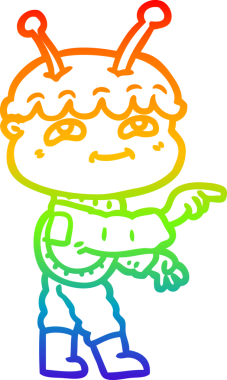 gökkuşağı gradyan çizimi bir insan tarafından çizilmiş dost bir uzay adamı çizimi