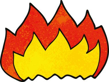 Bir insan tarafından çizilmiş sıcak alevi karala