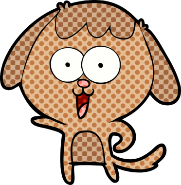 Bir insan tarafından çizilmiş şirin bir çizgi film köpeği.