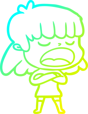 Bir insan tarafından yüksek sesle çizilmiş bir karikatür kadın çizimi.