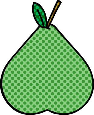 bir insan tarafından çizilmiş yeşil bir armut çizgi romanı