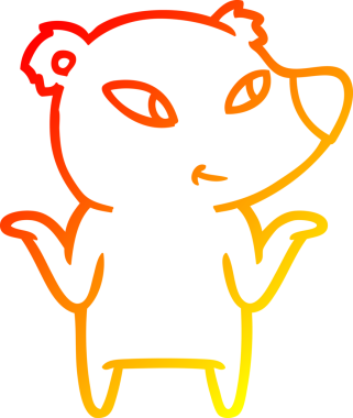 Bir insanın omuzlarını silkeleyen sevimli bir ayının sıcak çizgi çizgisi.