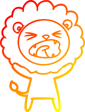 Bir insan tarafından çizilmiş karikatür aslanının sıcak çizgi çizimi