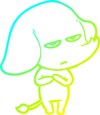 Bir insan tarafından çizilmiş soğuk bir çizgi film filinin çizimi.