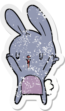 Bir insan tarafından çizilmiş şirin bir tavşanın sıkıntılı çıkartması.