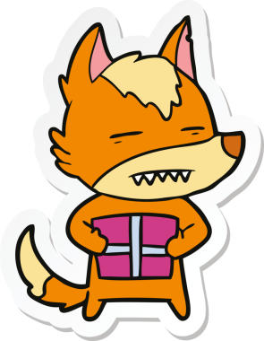 Bir insan tarafından çizilmiş bir tilki çizgi film etiketi.