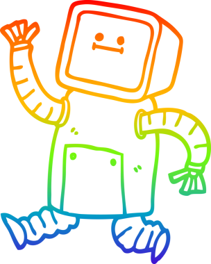 gökkuşağı gradyan çizimi bir insan tarafından çizilen çizgi robot çizimi