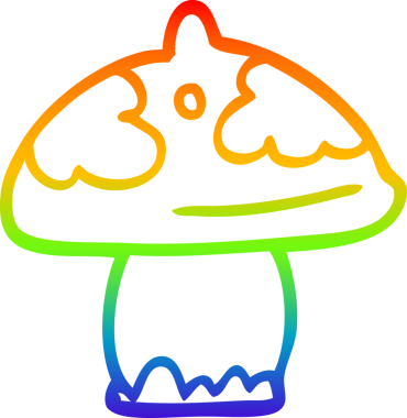 gökkuşağı gradyan çizgi çizimi bir insan tarafından çizilmiş mantar karikatürü