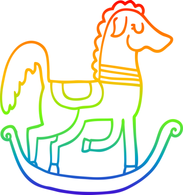 Bir insan tarafından çizilmiş bir çizgi rockçı atın çizimi.