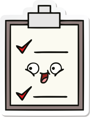 Bir insan tarafından çizilmiş şirin bir karikatür kontrol listesinin etiketi