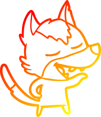 Bir insan tarafından çizilmiş gülen bir kurt çizgi çizimi.