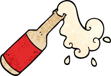 Bir insan tarafından çizilmiş grunge desenli çizgi film köpürtme şişesi.