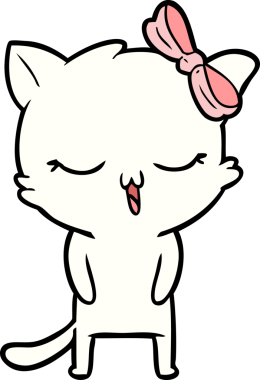 Bir insan tarafından çizilmiş kafasında yay olan çizgi film kedisi.