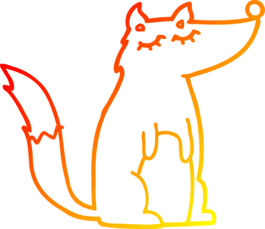 Bir insan tarafından çizilmiş bir kurt çizgi çizimi.