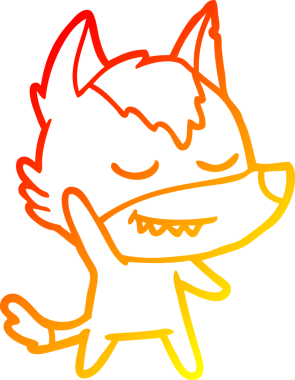 Bir insan tarafından çizilmiş dost canlısı bir kurt çizgi çizimi.