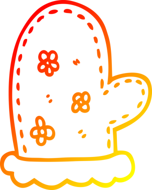 Bir insan tarafından çizilmiş fırın eldivenlerinin sıcak çizgi çizimi