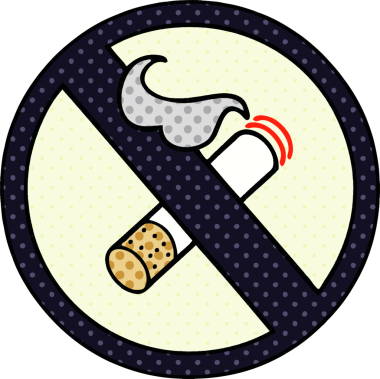 Bir insan tarafından çizilmiş sigara içilmeyen çizgi roman tarzı bir tabela