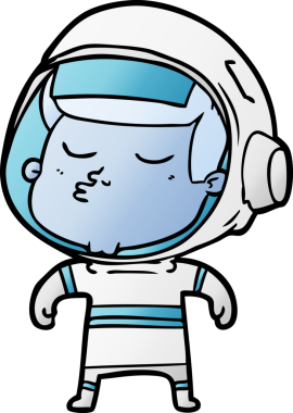 Bir insan tarafından çizilmiş kendine güvenen bir astronot çizgi filmi.