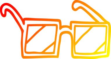 Bir insan tarafından çizilen karikatür kare gözlüklerinin sıcak gradyan çizimi