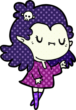 Bir insan tarafından çizilmiş şirin vampir kız çizgi filmi.