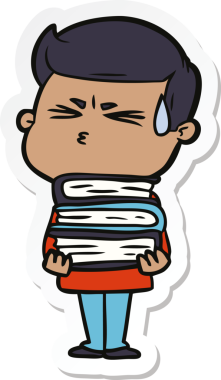 Bir insan tarafından çizilmiş terleyen bir karikatür adamın çıkartması.