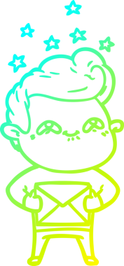 Bir insan tarafından çizilmiş, heyecanlı bir çizgi film çizimi.