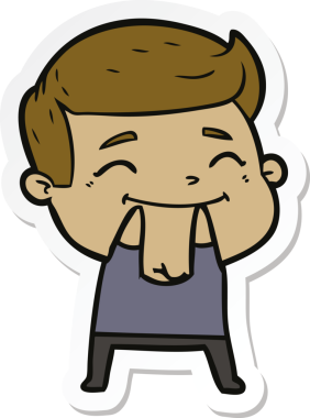 Bir insan tarafından çizilmiş mutlu bir çizgi film karakterinin çıkartması.