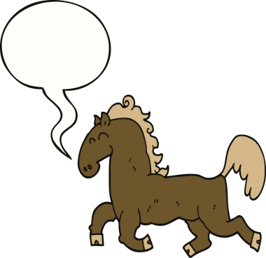 Bir insan tarafından çizilmiş konuşma balonlu çizgi film aygırı.