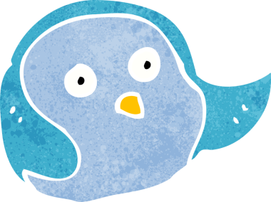 Bir insan tarafından çizilmiş çizgi film kuşu.