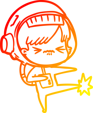 Bir insan tarafından çizilmiş bir astronot kadın çizgi çizimi.