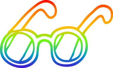 gökkuşağı gradyan çizgi çizimi bir insan tarafından çizilmiş gözlük