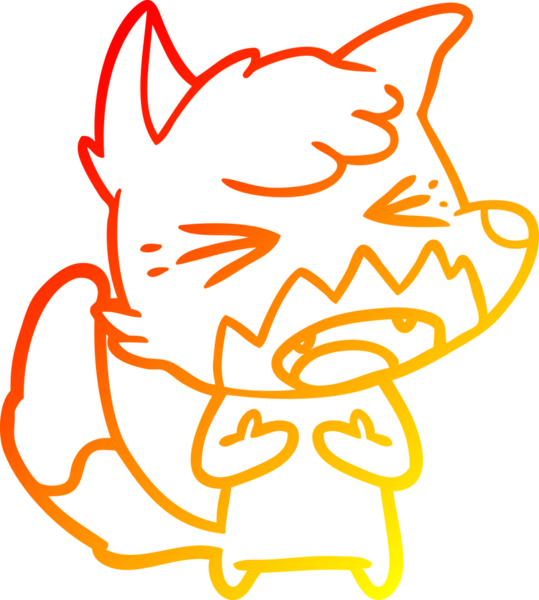 Bir insan tarafından çizilmiş kızgın bir tilkinin sıcak çizgi çizimi