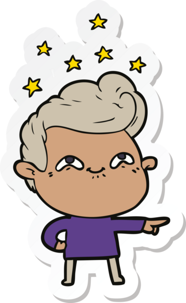 Bir insan tarafından çizilmiş heyecanlı bir adamın çıkartması.