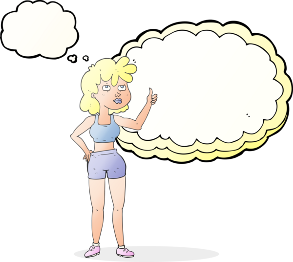 Bir insan tarafından çizilmiş serbest çizim baloncuklu spor salonu kadını.