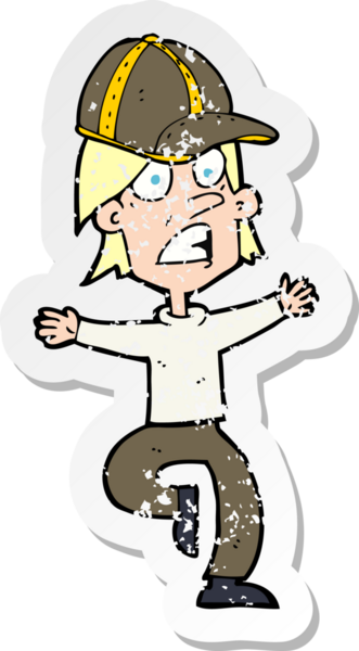 Bir insan tarafından çizilmiş bir çizgi filmin gerilimli çıkartması.