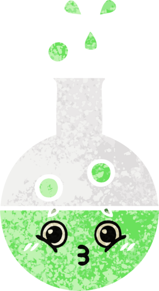 Bir insan tarafından çizilen test tüpünün retro çizim stili karikatürü