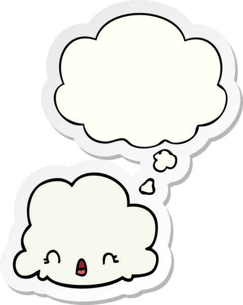 Düşünce baloncuklu karikatür bulutu insan tarafından çizilmiş bir çıkartma.